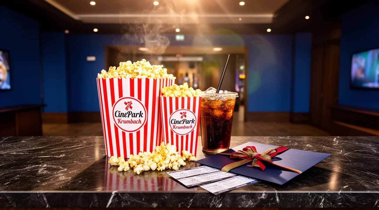 Ab 4 Besuchern mittlere Tüte Popcorn gratis; ab 7 Besuchern freier Eintritt und kleine Tüte Popcorn gratis; ab 10 Besuchern zusätzlich kleiner Softdrink gratis; ab 16 Besuchern zusätzlich Freikarte für nächsten Besuch